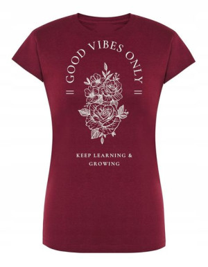 T-Shirt damski nadruk Good Vibes Only KWIATY r.L