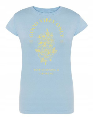 T-Shirt damski nadruk Good Vibes Only KWIATY r.M
