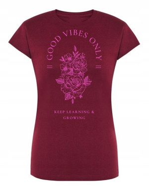 T-Shirt damski nadruk Good Vibes Only KWIATY r.M