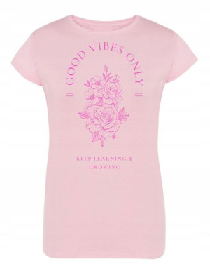 T-Shirt damski nadruk Good Vibes Only KWIATY r.XL