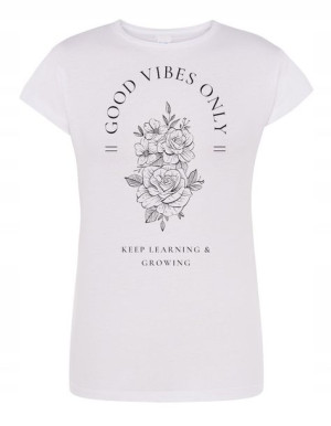 T-Shirt damski nadruk Good Vibes Only KWIATY r.XXL
