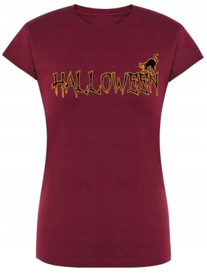 T-Shirt damski nadruk Halloween Kot Rozm.M