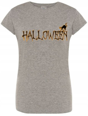 T-Shirt damski nadruk Halloween Kot Rozm.XL