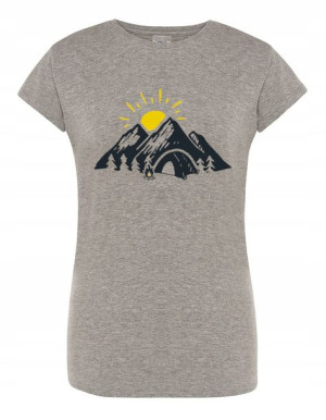 T-Shirt damski nadruk Kemping Góry Słońce r.S