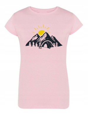 T-Shirt damski nadruk Kemping Góry Słońce r.XL