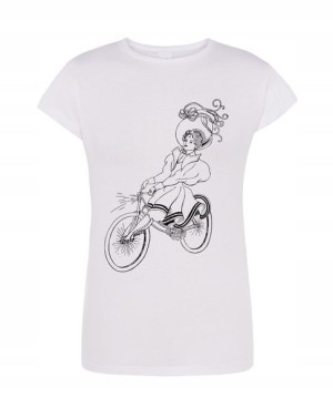 T-Shirt damski nadruk Kobieta na rowerze r.S