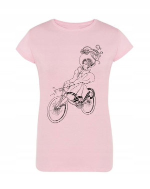 T-Shirt damski nadruk Kobieta na rowerze r.XL