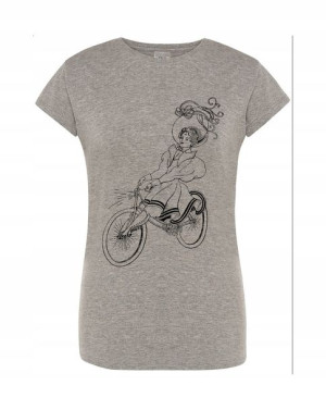 T-Shirt damski nadruk Kobieta na rowerze r.XXL