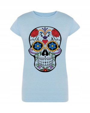 T-Shirt damski nadruk kolorowa czaszka r.S
