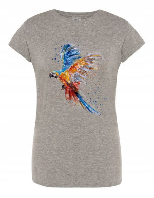 T-Shirt damski nadruk Kolorowa PAPUGA r. M