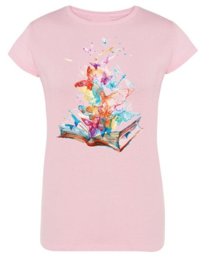 T-Shirt damski nadruk Kolorowe Książki R.XL