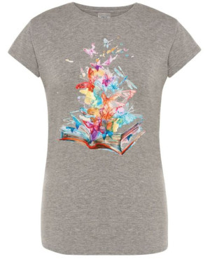 T-Shirt damski nadruk Kolorowe Książki R.XL