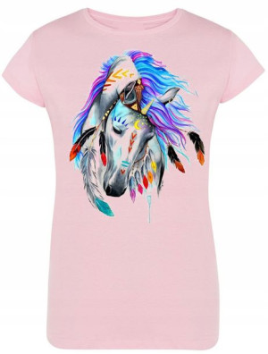 T-Shirt damski nadruk Kolorowy Koń Rozm.L