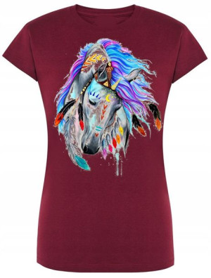 T-Shirt damski nadruk Kolorowy Koń Rozm.L