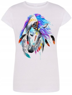 T-Shirt damski nadruk Kolorowy Koń Rozm.L