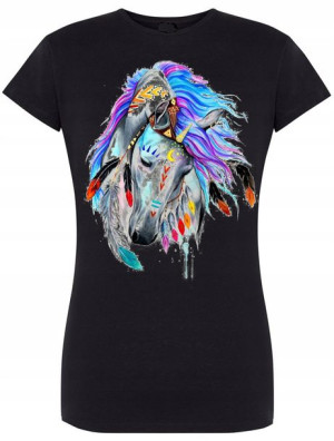 T-Shirt damski nadruk Kolorowy Koń Rozm.M