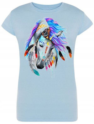 T-Shirt damski nadruk Kolorowy Koń Rozm.XL