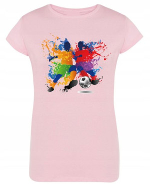 T-Shirt damski nadruk Kolorowy Piłkarz R.XL