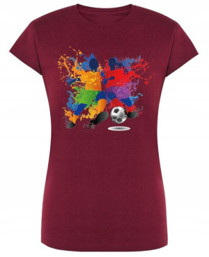 T-Shirt damski nadruk Kolorowy Piłkarz R.XL