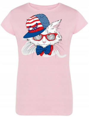 T-Shirt damski nadruk Kot Amerykanin Rozm.L