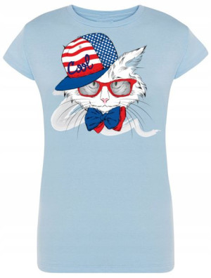 T-Shirt damski nadruk Kot Amerykanin Rozm.M