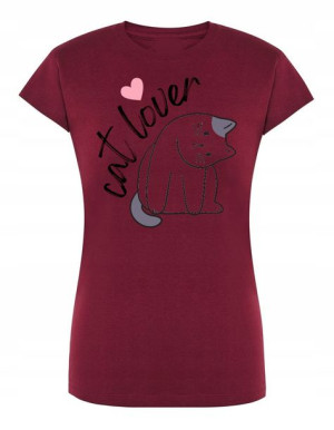 T-Shirt damski nadruk KOT MIŁOŚC Cat Love r.M