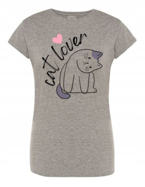 T-Shirt damski nadruk KOT MIŁOŚC Cat Love r.S