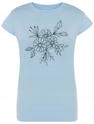 T-Shirt damski nadruk KWIATKI KWIATY Rozm.M