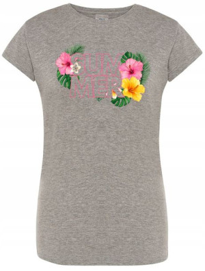 T-Shirt damski nadruk kwiaty SUMMER r.S