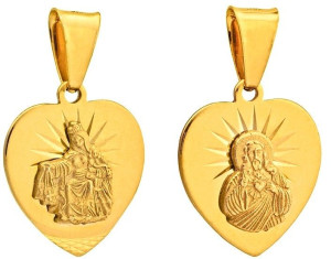 Szkaplerz Srebrny Pozłacany Medalik Szkaplerzna W Sercu Złoty Srebro 925