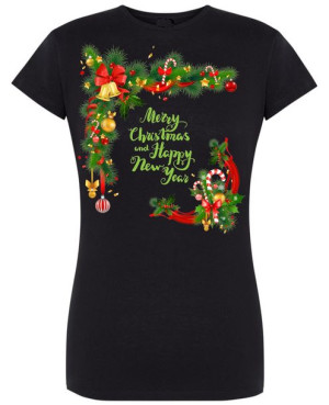 T-Shirt damski nadruk Merry Christmas New Year L