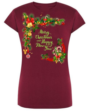 T-Shirt damski nadruk Merry Christmas New Year XL