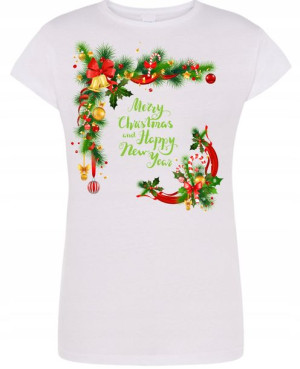 T-Shirt damski nadruk Merry Christmas New Year XXL