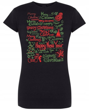 T-Shirt damski nadruk Merry Christmas R.M