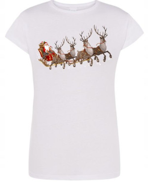 T-Shirt damski nadruk Mikołaj i Renifery R.S