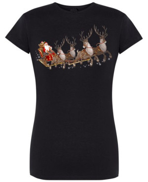 T-Shirt damski nadruk Mikołaj i Renifery R.XXL