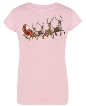 T-Shirt damski nadruk Mikołaj i Renifery R.XXL