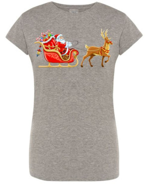 T-Shirt damski nadruk Mikołaj Sanie Święta R.L