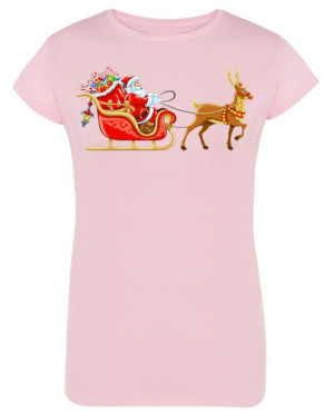 T-Shirt damski nadruk Mikołaj Sanie Święta R.XXL