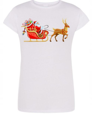 T-Shirt damski nadruk Mikołaj Sanie Święta R.XXL