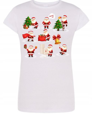T-Shirt damski nadruk Mikołaj Święta Prezent R.L