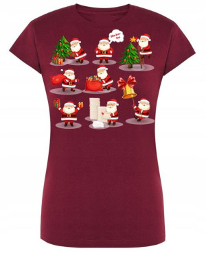T-Shirt damski nadruk Mikołaj Święta Prezent R.XXL