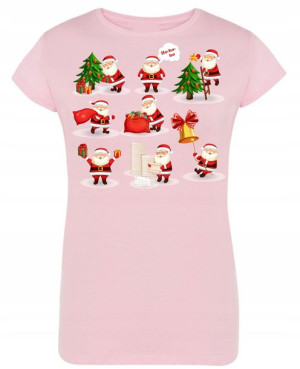 T-Shirt damski nadruk Mikołaj Święta Prezent R.XXL