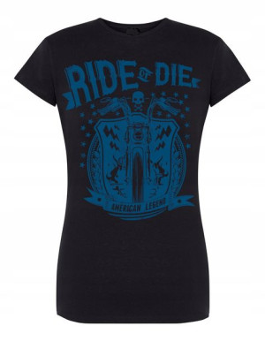 T-Shirt damski nadruk MOTOCYKL Ride or Die r. L