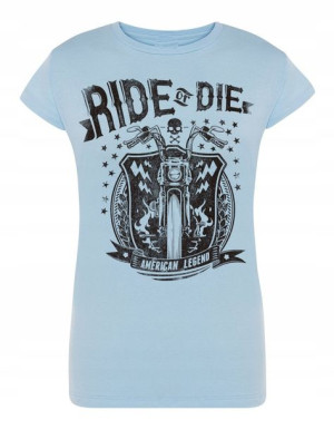 T-Shirt damski nadruk MOTOCYKL Ride or Die r. M