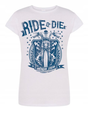 T-Shirt damski nadruk MOTOCYKL Ride or Die r. XL