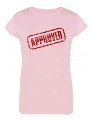 T-Shirt damski nadruk napis APPROVED r.XL
