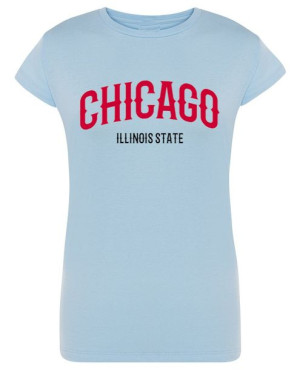 T-Shirt damski nadruk napis CHICAGO r.S