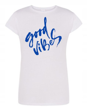 T-Shirt damski nadruk napis GOOD VIBES r. XXL