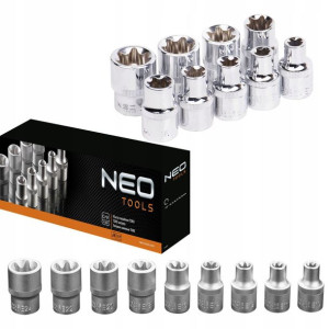 Neo Klucze Nasadowe Torx 9 Szt. E10 - E24 08-649